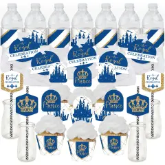 Big Dot of Happiness Royal Prince Charming - Baby Shower or Birthday Party Favors and Cupcake Kit - Fabulous Favor Party Pack - 100 Pieces