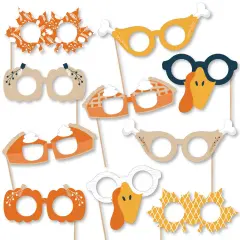 Big Dot of Happiness Happy Thanksgiving Glasses - Paper Card Stock Fall Harvest Party Photo Booth Props Kit - 10 Count