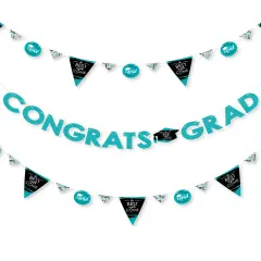 Big Dot of Happiness Teal Grad - Best is Yet to Come -Turquoise Party Letter Banner Decor - 36 Banner Cutouts and Congrats Grad Banner Letters