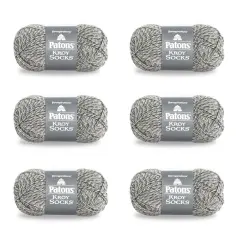 Patons Kroy Socks Grey Marl Yarn - 6 Pack of 1.75oz/50g - Blended Fiber - 1 Super Fine - 166 Yards - Knitting/Crochet