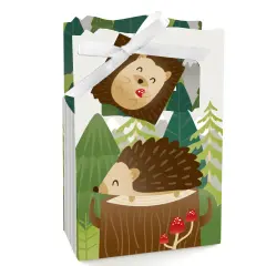 Big Dot of Happiness Forest Hedgehogs - Woodland Birthday Party or Baby Shower Favor Boxes - Set of 12