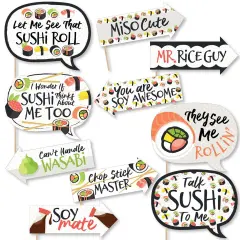Big Dot of Happiness Funny Let's Roll - Sushi - Japanese Party Photo Booth Props Kit - 10 Piece