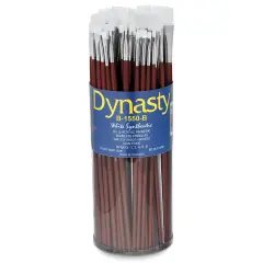 Dynasty Synthetic White Bristle Brush Canister - Bright, Long Handle, Canister of 60