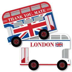 Big Dot of Happiness Cheerio, London - Shaped Thank You Cards - British UK Party Thank You Note Cards with Envelopes - Set of 12