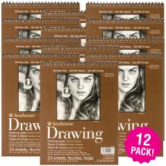 Multipack of 12 - Strathmore Medium Drawing Spiral Paper Pad 8"X10"-24 Sheets