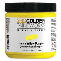 Golden Paintworks Mural and Theme Acrylic Paint - Hansa Yellow Opaque, 16 oz, Jar