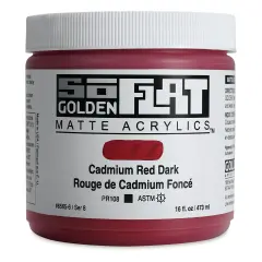 Golden SoFlat Matte Acrylic Paint - Cadmium Red Dark, 473 ml, Jar