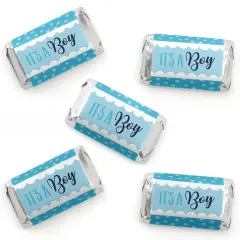Big Dot of Happiness It&rsquo;s a Boy - Mini Candy Bar Wrapper Stickers - Blue Baby Shower Small Favors - 40 Count