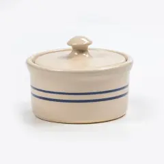 Martinez Pottery Heritage Blue Stripe Stoneware Ramekin with Lid