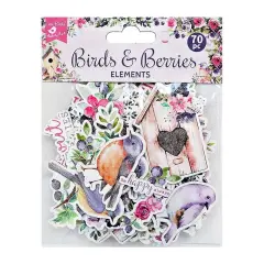 Little Birdie Ephemera Elements 70/pkg-Birds And Berries