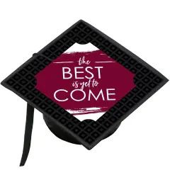 Big Dot of Happiness Maroon Grad - Best is Yet to Come - Burgundy Graduation Cap Decorations Kit - Grad Cap Cover