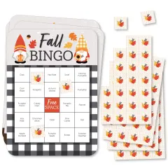 Big Dot of Happiness Fall Gnomes - Bingo Cards and Markers - Autumn Harvest Party Bingo Game - Set of 18