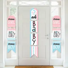 Big Dot of Happiness Baby Gender Reveal - Hanging Vertical Paper Door Banners - Team Boy or Girl Party Wall Decoration Kit - Indoor Door Decor