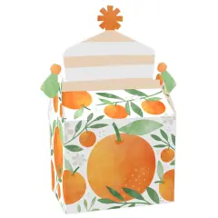 Big Dot of Happiness Little Clementine - Treat Box Party Favors - Orange Citrus Baby Shower or Birthday Party Goodie Gable Boxes - Set of 12