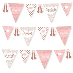 Big Dot of Happiness 30 Piece Rose Gold Graduation Party Pennant Triangle Banner