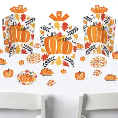 Big Dot of Happiness Fall Pumpkin - Halloween or Thanksgiving Party Decor and Confetti - Terrific Table Centerpiece Kit - Set of 30