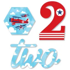 Big Dot of Happiness 2nd Birthday Taking Flight - Airplane - DIY Shaped Vintage Plane Second Birthday Party Cut-Outs - 24 Count