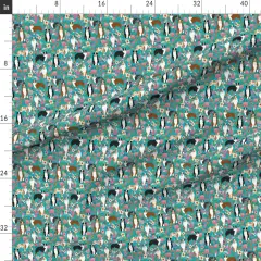 Various Fabrics by the Yard or Fat Quarter Australian Shepherd Dogs Floral Cute Aussie Dog Vintage Flowers Turquoise Shepherds Breed Custom Printed Fabric by Spoonflower