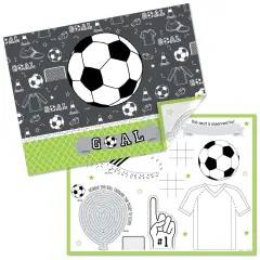 Big Dot of Happiness Goaaal - Soccer - Paper Birthday Party Coloring Sheets - Activity Placemats - Set of 16