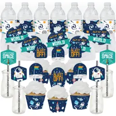 Big Dot of Happiness Blast Off to Outer Space - Rocket Ship Baby Shower or Birthday Party Favors and Cupcake Kit - Fabulous Favor Party Pack - 100 Pc