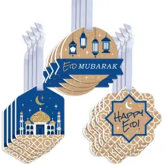 Big Dot of Happiness Eid Mubarak - Assorted Hanging Ramadan Party Favor Tags - Happy Eid Gift Tag Toppers - Set of 12