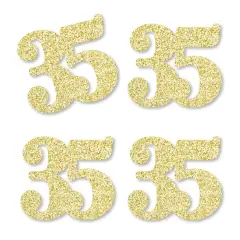 Big Dot of Happiness Gold Glitter 35 - No-Mess Real Gold Glitter Cut-Out Numbers - 35th Birthday Party Confetti - Set of 24