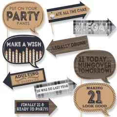 Big Dot of Happiness Funny Finally 21 - 21st Birthday - Party Photo Booth Props Kit - 10 Piece