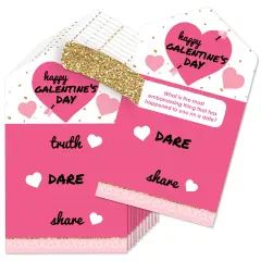 Big Dot of Happiness Be My Galentine - Galentine's & Valentine's Day Party Game Pickle Cards - Truth, Dare, Share Pull Tabs - Set of 12