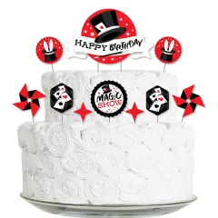 Big Dot of Happiness Ta-Da, Magic Show - Magical Birthday Party Cake Decorating Kit - Happy Birthday Cake Topper Set - 11 Pieces
