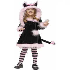 Fuzzy Pink And Black Cat Girl's Costume
