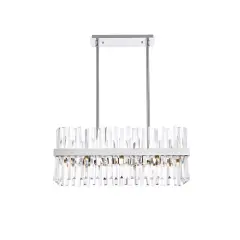 Serephina 30 inch crystal rectangle chandelier light in chrome