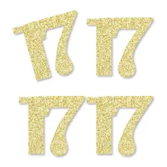 Big Dot of Happiness Gold Glitter 17 - No-Mess Real Gold Glitter Cut-Out Numbers - 17th Birthday Party Confetti - Set of 24