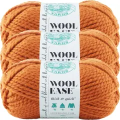 (3 Pack) Lion Brand Wool-Ease Thick & Quick Yarn - Pumpkin