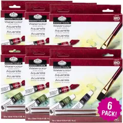Multipack of 6 - essentials(TM) Watercolor Paints 12ml 20/Pkg-Assorted Colors