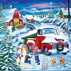 Sunsout Snow Day at the Farm 500 pc Christmas Jigsaw Puzzle 76005