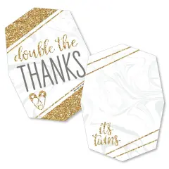 Big Dot of Happiness It's Twins - Shaped Thank You Cards - Gold Twins Baby Shower Thank You Note Cards with Envelopes - Set of 12