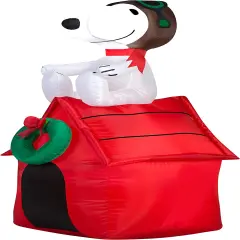 3.5' Gemmy Christmas Snoopy On Doghouse w/ Wreath 19373