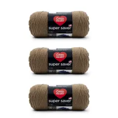 Red Heart Super Saver Caf&eacute; Latte Yarn - 3 Pack of 198g/7oz - Acrylic - 4 Medium (Worsted) - 364 Yards - Knitting/Crochet