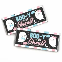 Big Dot of Happiness Boo-y or Ghoul - Candy Bar Wrapper Halloween Gender Reveal Party Favors - Set of 24