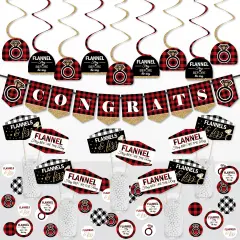 Big Dot of Happiness Flannel Fling Before The Ring - Buffalo Plaid Bachelorette Party Supplies Decoration Kit - Decor Galore Party Pack - 51 Pieces