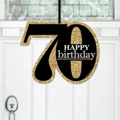 Big Dot of Happiness Adult 70th Birthday - Gold - Hanging Porch Birthday Party Outdoor Decorations - Front Door Decor - 1 Piece Sign