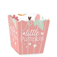 Big Dot of Happiness Girl Little Pumpkin - Party Mini Favor Boxes - Fall Birthday Party or Baby Shower Treat Candy Boxes - Set of 12
