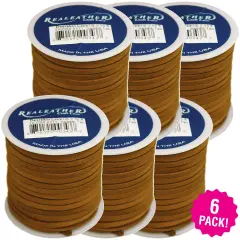 Multipack of 6 - Realeather Crafts Deerskin Lace .125"X50' Spool-Saddle Tan