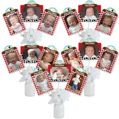 Big Dot of Happiness Farm Animals - Barnyard Birthday Party Picture Centerpiece Sticks - Photo Table Toppers - 15 Pieces