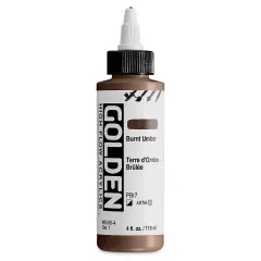Golden High Flow Acrylics - Burnt Umber, 4 oz bottle
