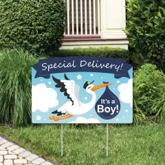 Big Dot of Happiness Boy Special Delivery - It's A Boy Stork Baby Shower Yard Sign Lawn Decorations - Party Yardy Sign