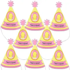 Big Dot of Happiness Pink Ducky Duck - Mini Cone Baby Shower or Birthday Party Hats - Small Little Party Hats - Set of 8