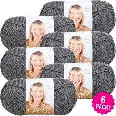 (6 Pack) Lion Brand Vanna's Choice Yarn - Charcoal Grey