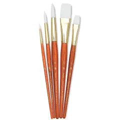 Princeton Real Value Brush Set - 9152, White Taklon, Short Handle, Set of 5