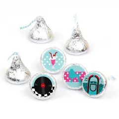 Big Dot of Happiness 50's Sock Hop - 1950s Rock N Roll Party Round Candy Sticker Favors - Labels Fits Chocolate Candy (1 sheet of 108)